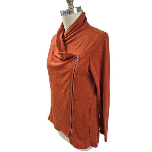 Ya Los Angeles Cotton/Rayon Orange Asymmetrical Sweatshirt Jacket  Sz M - Picture 2 of 5
